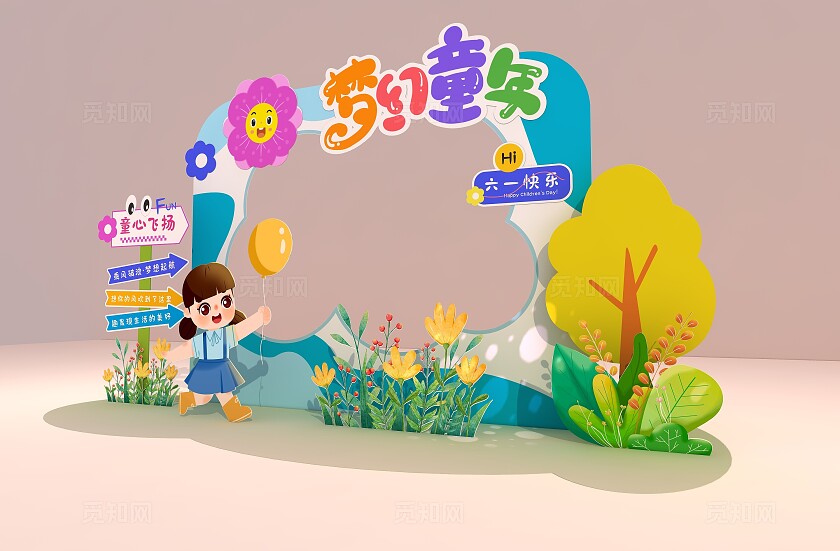 梦幻童年卡通六一儿童节美陈六一儿童节拍照框美陈拱门