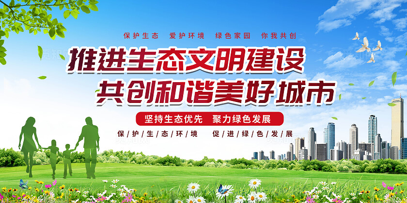 蓝色大气文明城市宣传展板