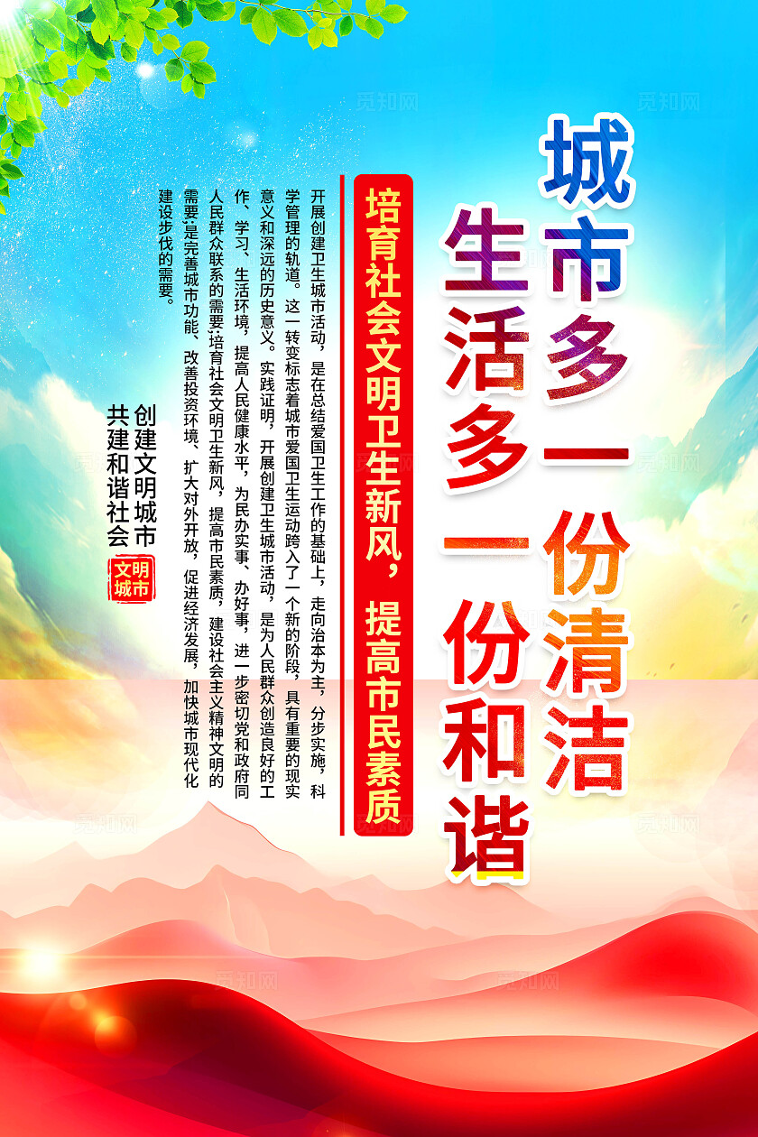 蓝色大气文明城市宣传套图