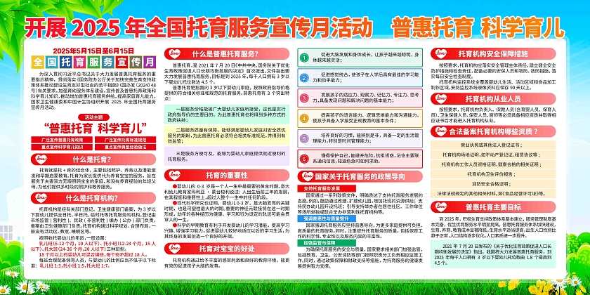 开展2025年全国托育服务宣传月活动主题宣传展板