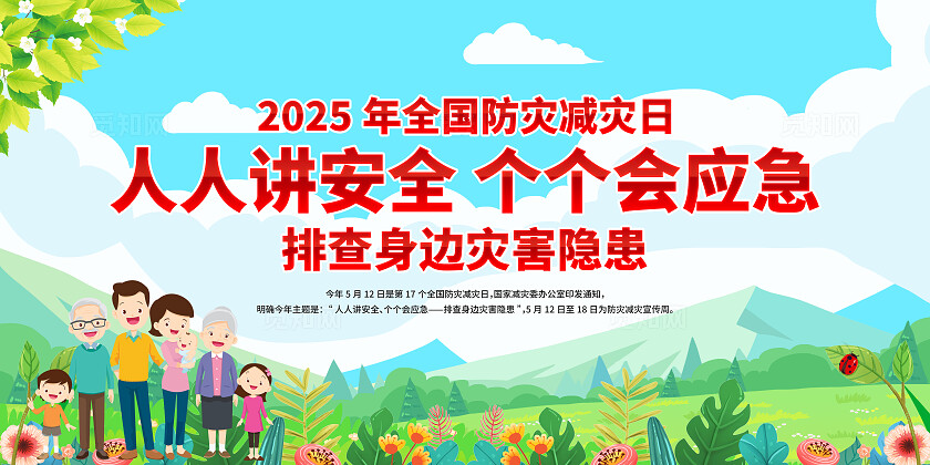简单大气绿色2025年防灾减灾宣传展板