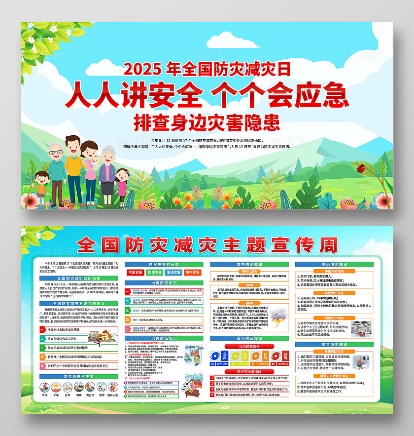 简单大气绿色2025年防灾减灾宣传展板