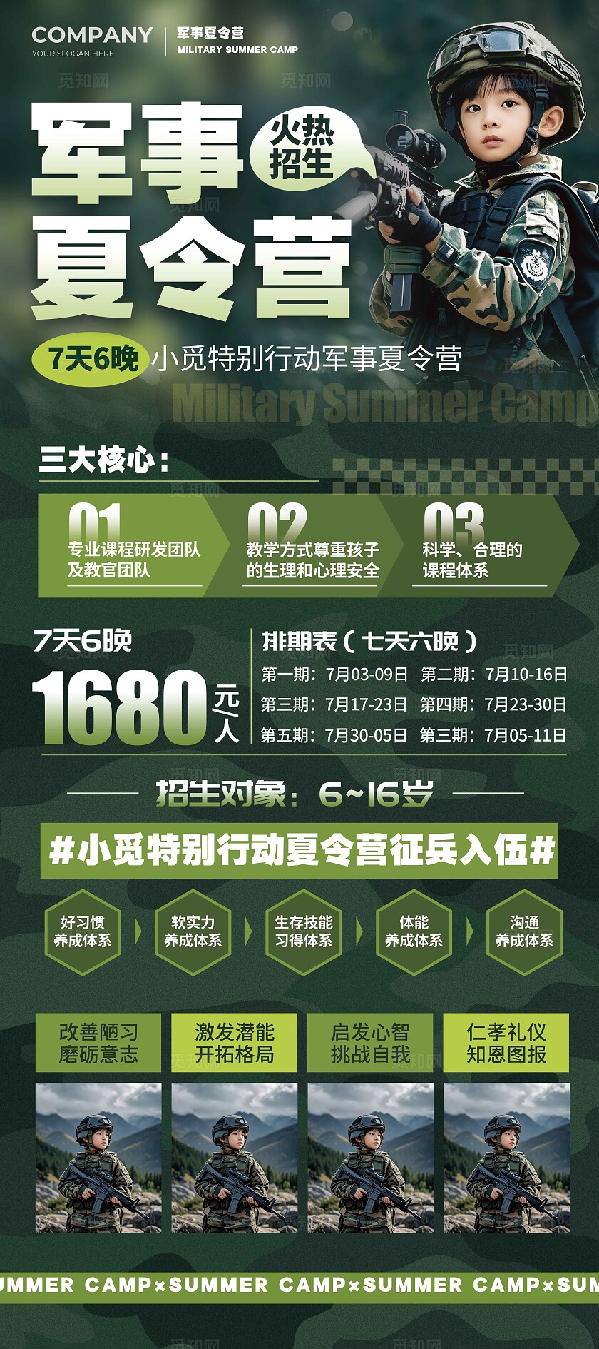 绿色实拍风格军事夏令营军事夏令营展架夏令营展架夏令营夏天