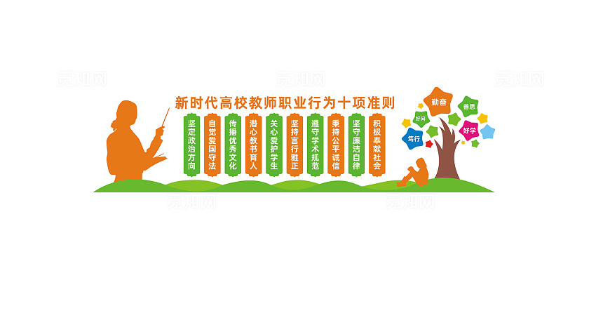 新时代高校教师职业行为十项准则校园文化墙