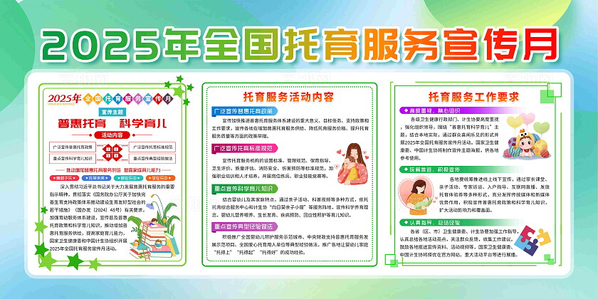 2025年全国托育服务宣传月展板党政党建节日