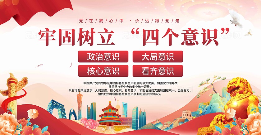 四个意识党建展板