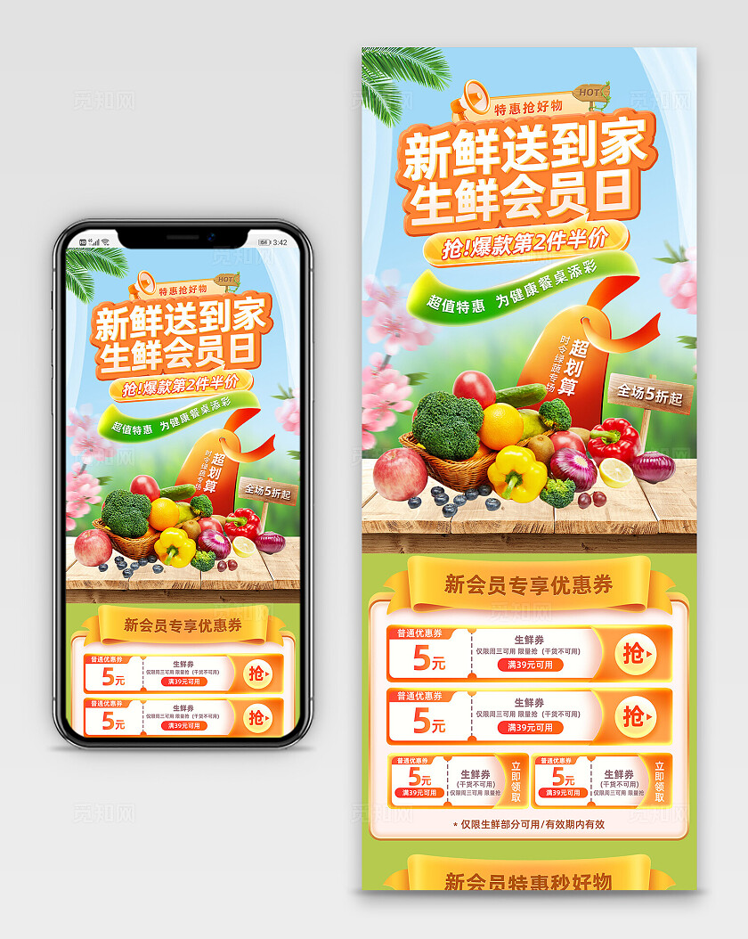 夏日水果超市促销活动手机长图