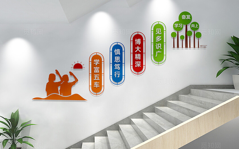校园学校楼梯文化墙宣传标语