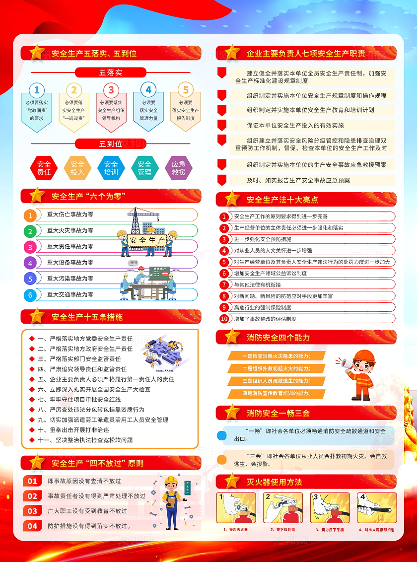 蓝色大气简约风2025年全国安全生产月宣传单设计模板