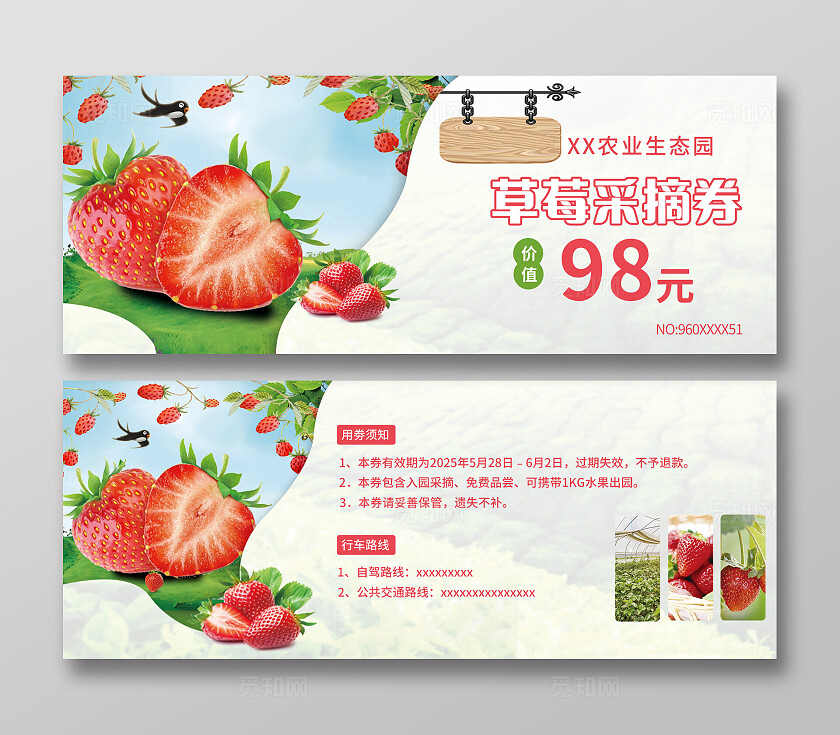 蓝色简约水果代金券