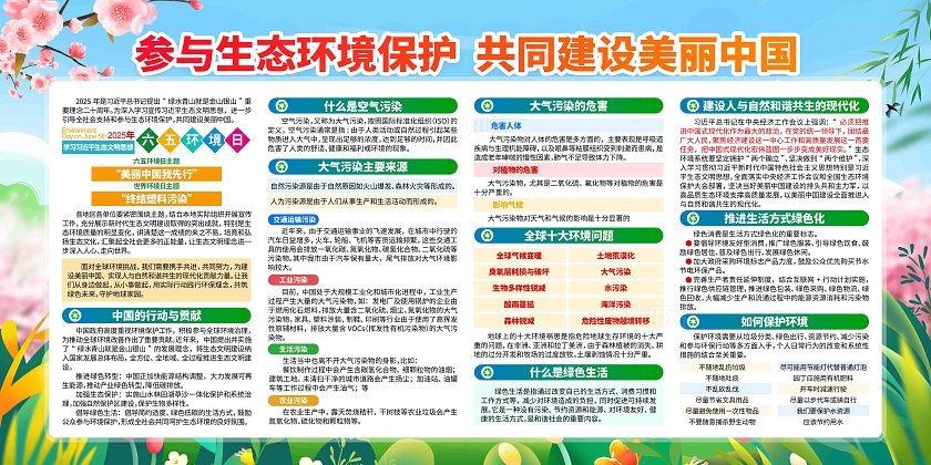 美丽中国我先行2025年六五环境日活动主题六五环境日宣传展板