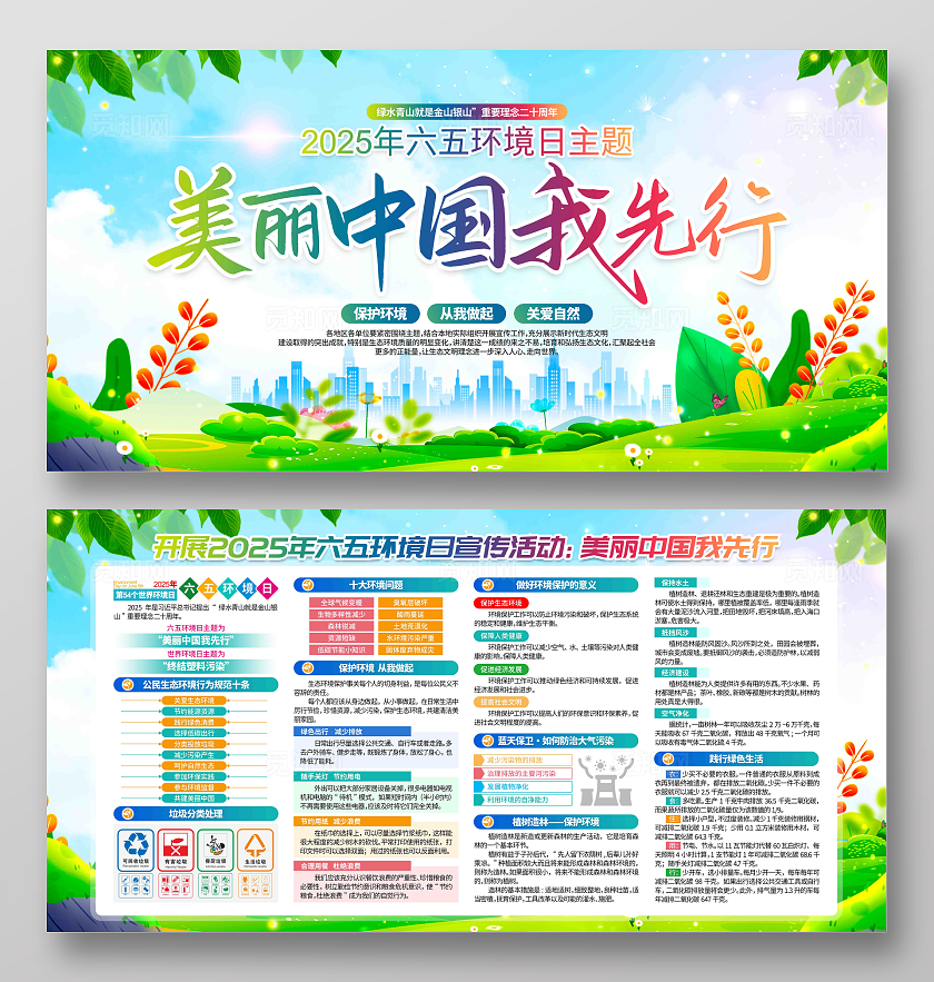 美丽中国我先行2025年六五环境日世界环境日展板