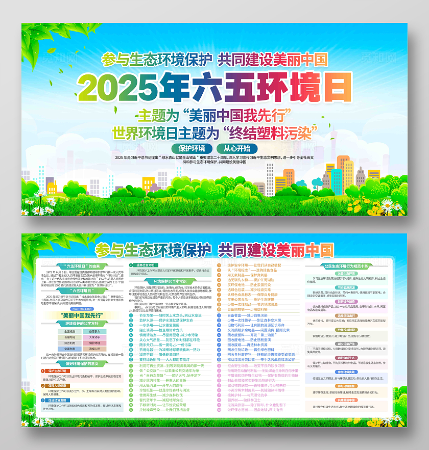 开展2025年六五环境日活动主题世界环境日展板