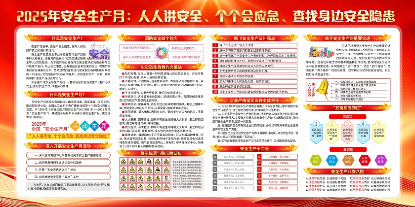 2025年全国安全生产月红色大气安全生产月宣传栏2025全国安全生产月