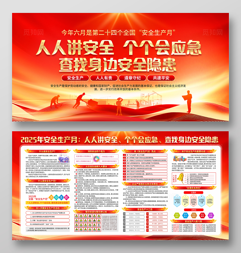 2025年全国安全生产月红色大气安全生产月宣传栏2025全国安全生产月