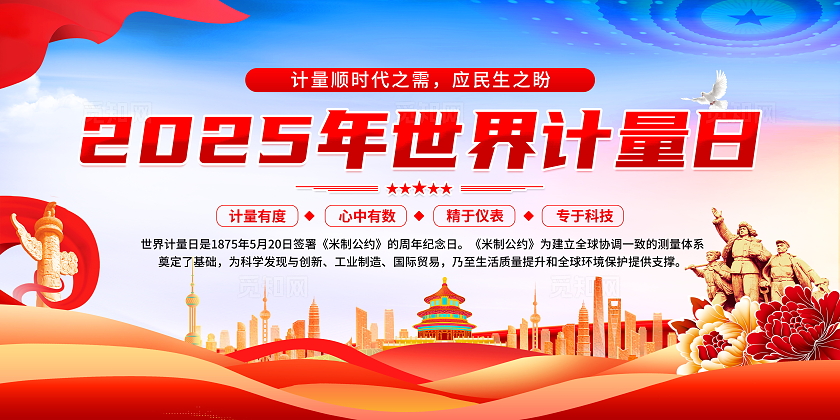 蓝色大气简约风2025年世界计量日宣传栏展板设计模板