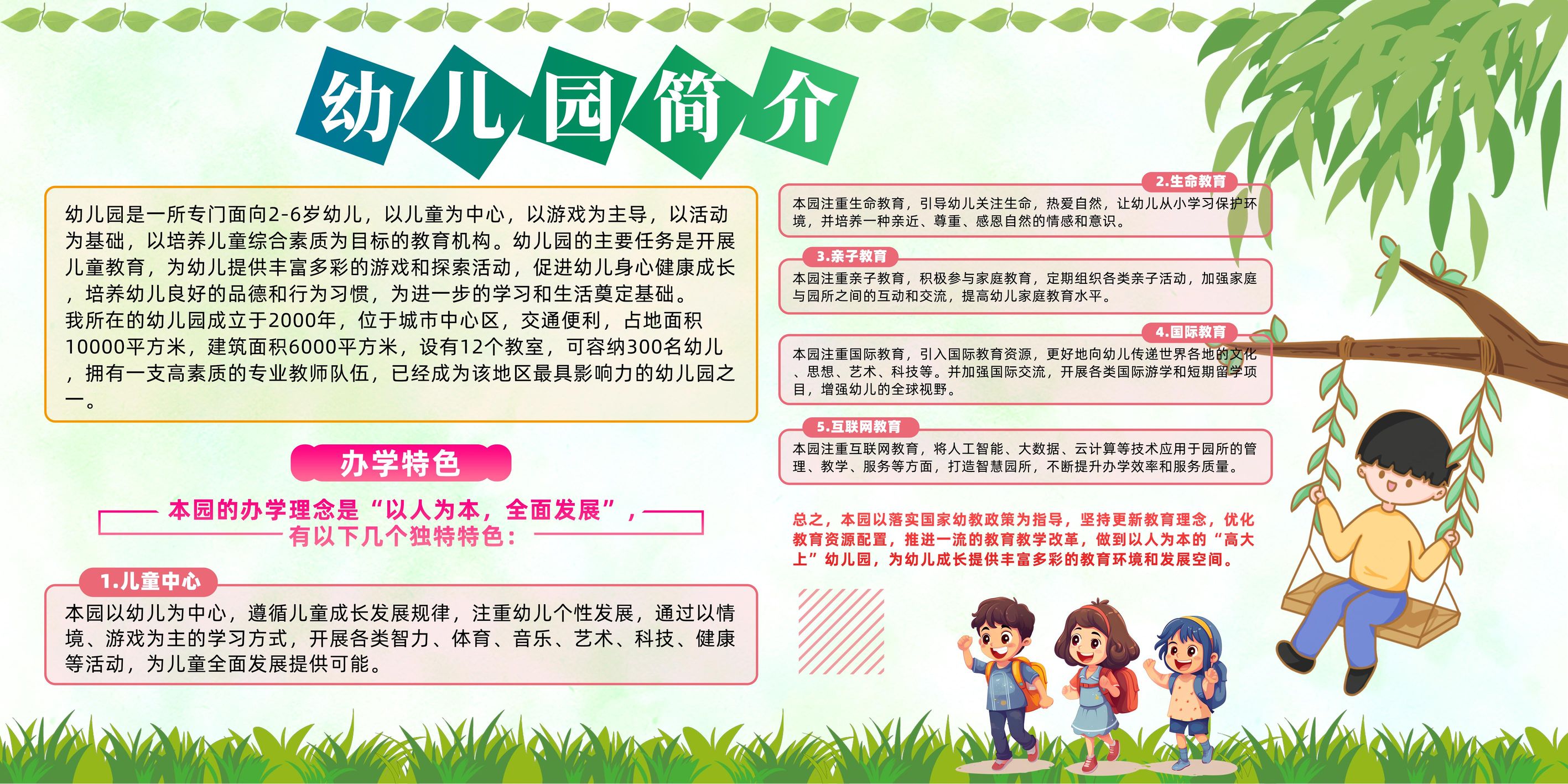 幼儿园简介展板图片