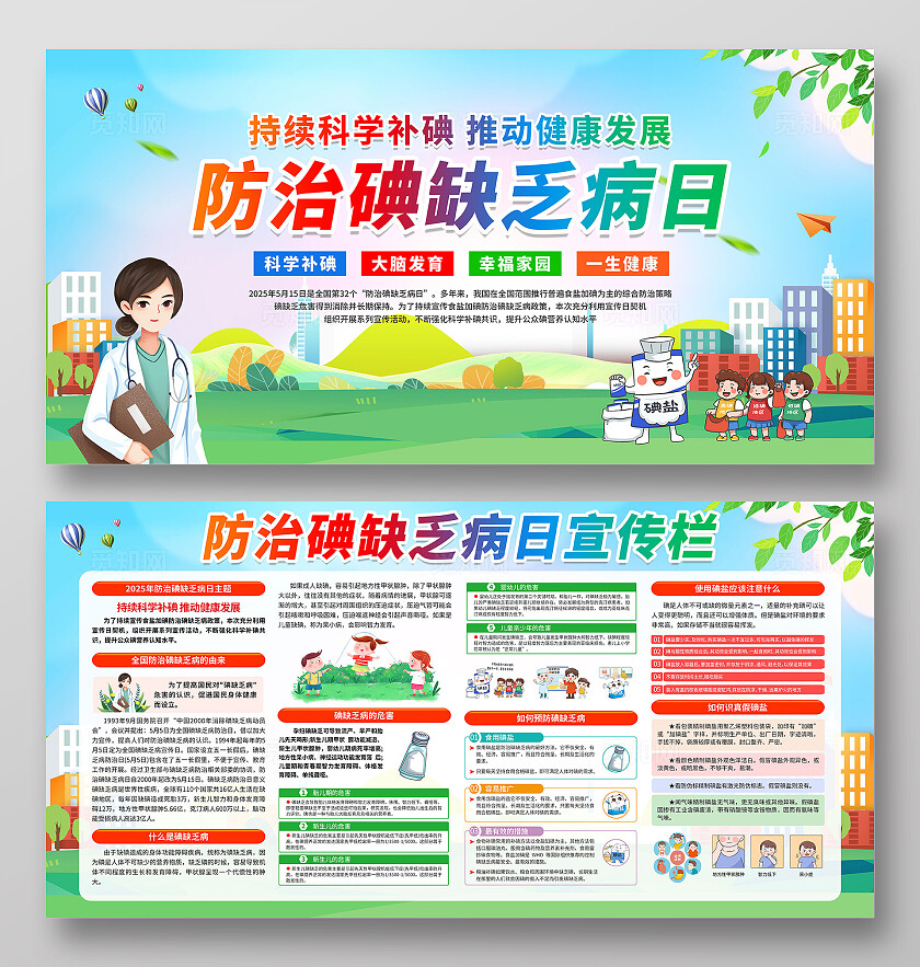 简约风防治碘缺乏病日宣传栏2025全国防治碘缺乏病日