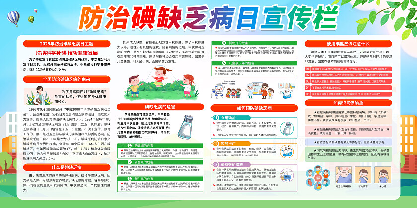 简约风防治碘缺乏病日宣传栏2025全国防治碘缺乏病日