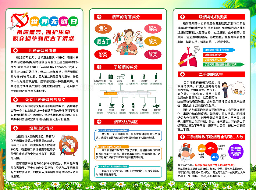 简单大气绿色世界无烟日宣传折页
