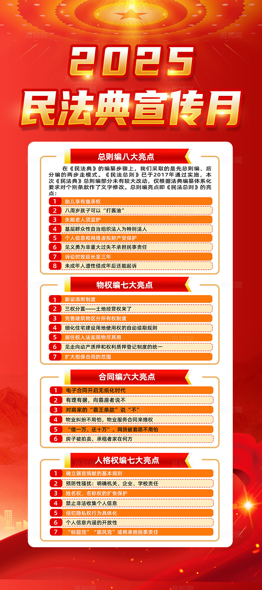 红色简约2025民法典宣传月民法典常规