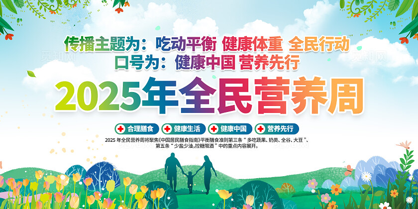 绿色简约吃动平衡健康体重全民行动全国营养周展板常规