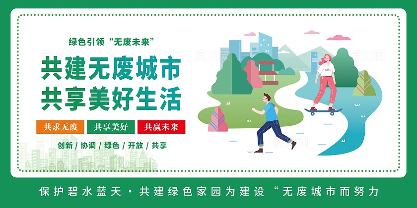 绿的清新共建无废城市共享美好生活宣传套图