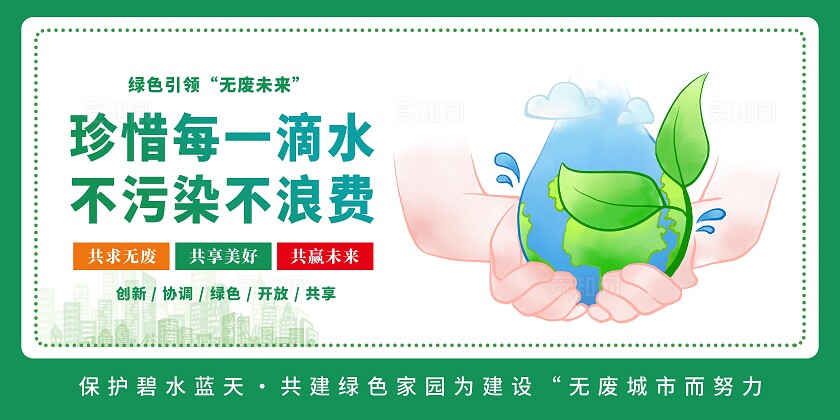 绿的清新共建无废城市共享美好生活宣传套图
