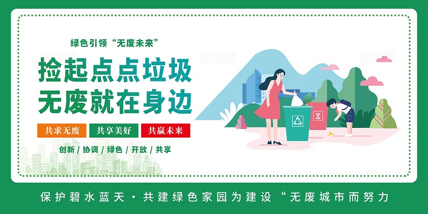 绿的清新共建无废城市共享美好生活宣传套图
