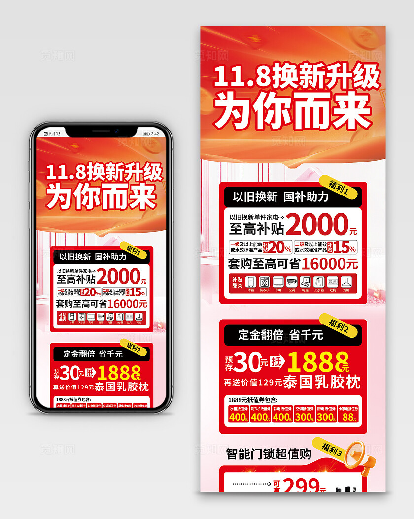 红色大气电子产品长图宣传海报