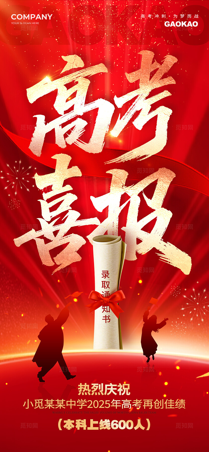 红色烫金风格高考喜报高考喜报宣传海报高考喜报海报高考海报