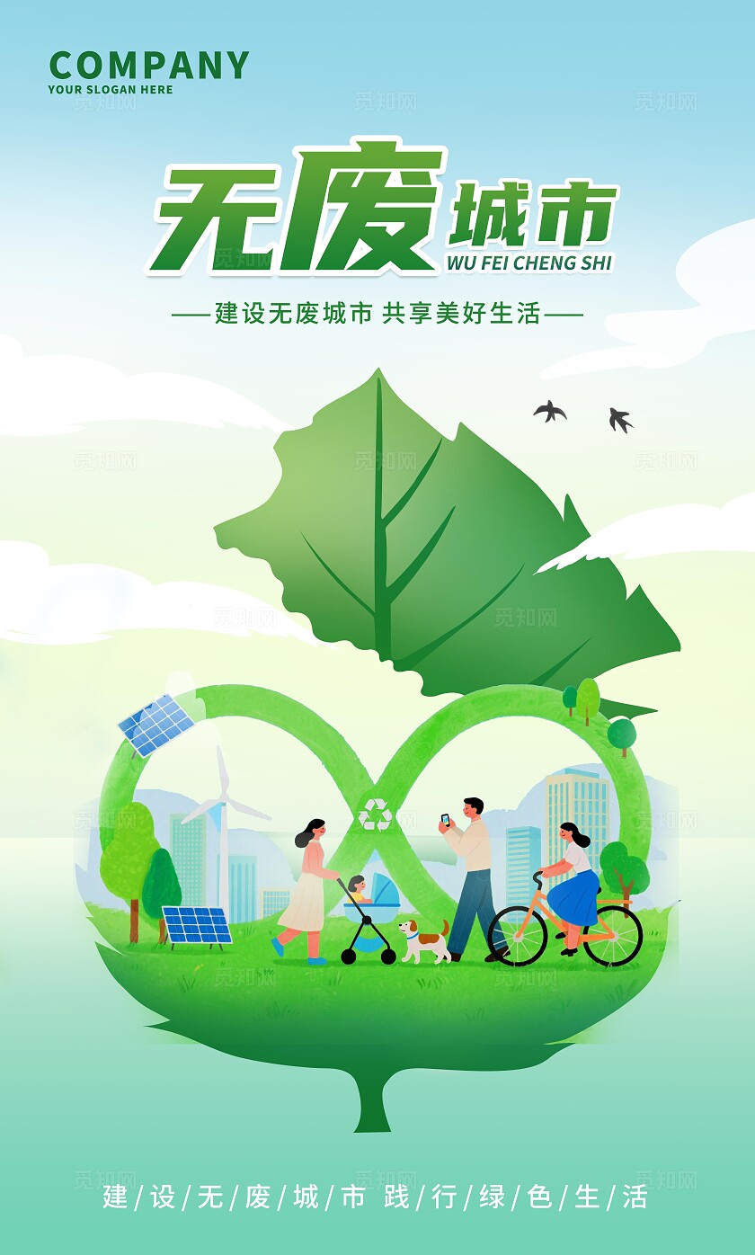 绿色清新无废城市建设无废城市共享美好生活展板套图