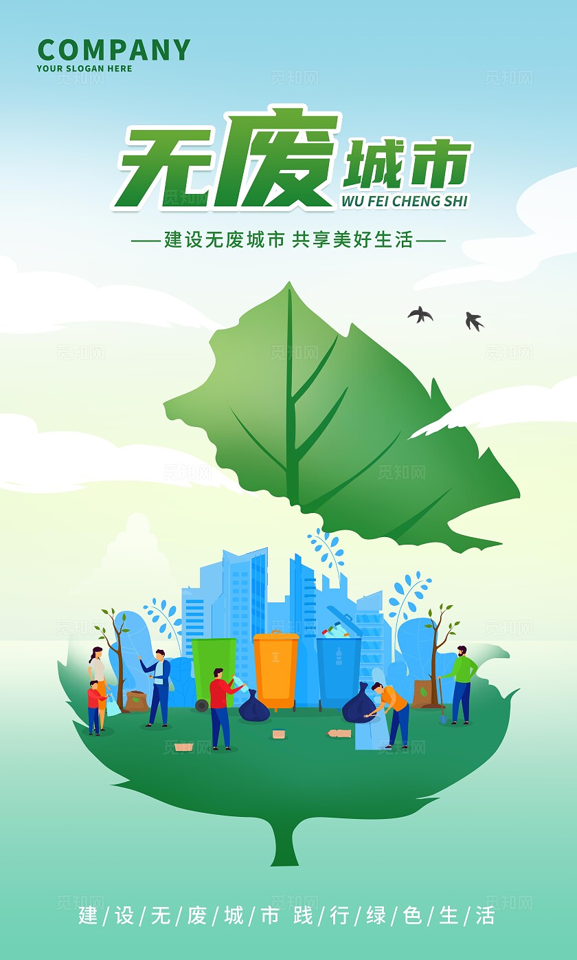 绿色清新无废城市建设无废城市共享美好生活展板套图