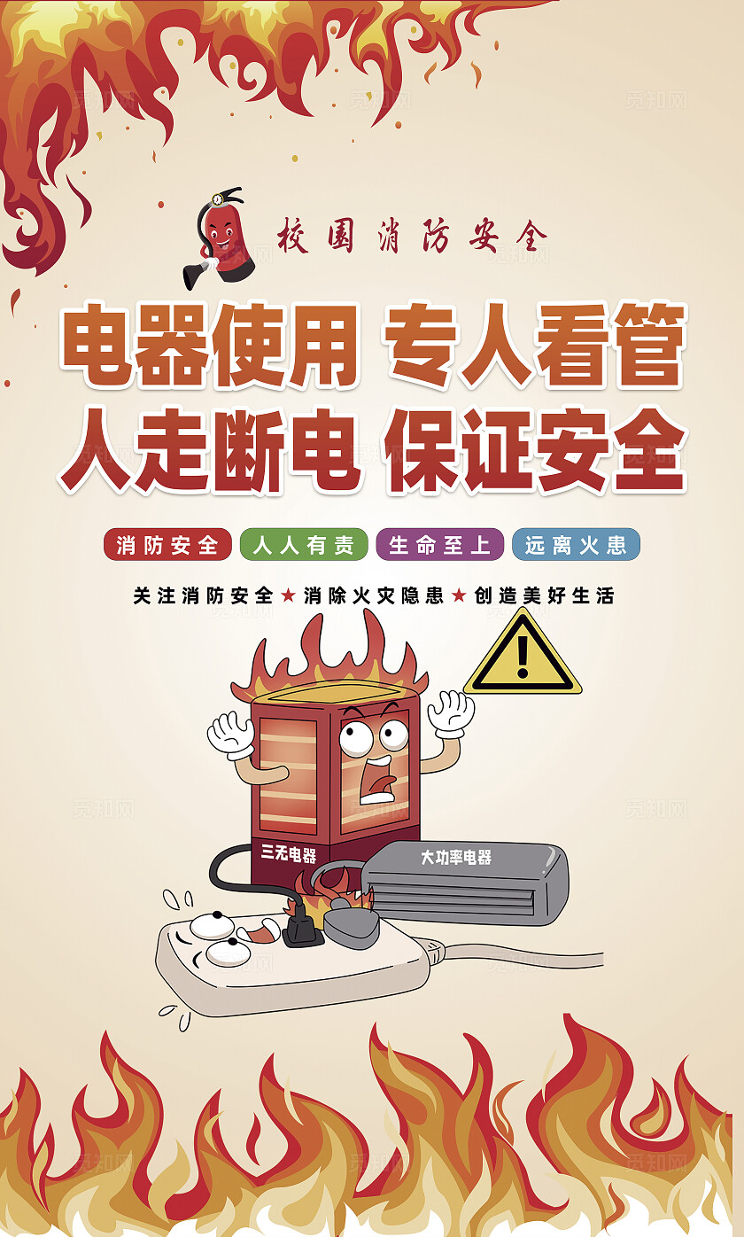红色校园消防安全教育套图