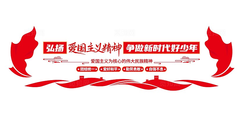 弘扬爱国主义精神争做新时代好少年校园爱国教育文化墙