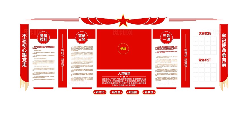 入党誓词党员权利党员义务党务公开党建文化墙