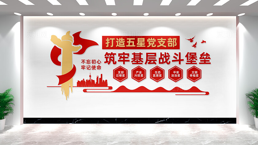五星党支部党建文化墙形象墙