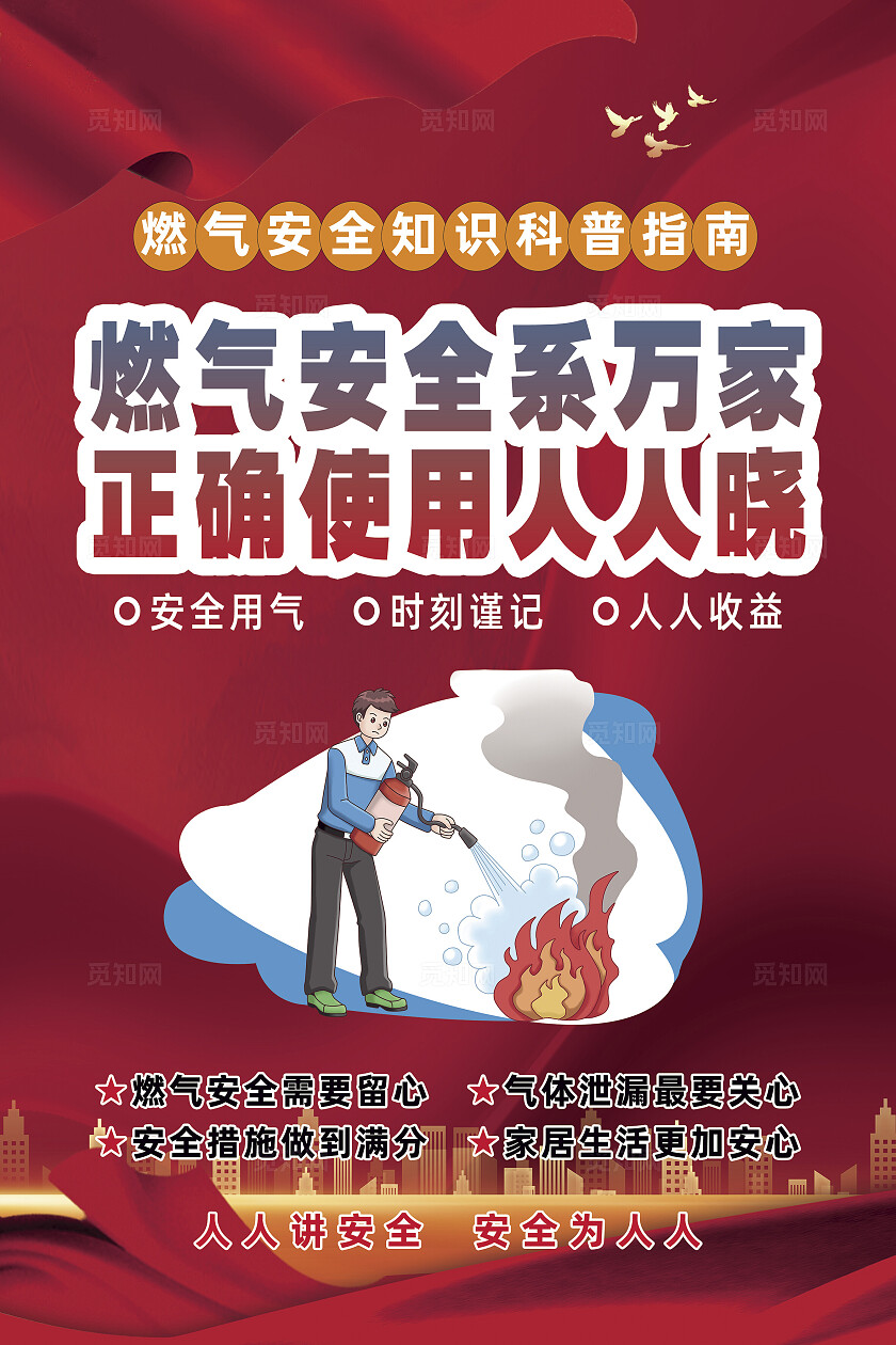 红色消防安全燃气安全使用套图