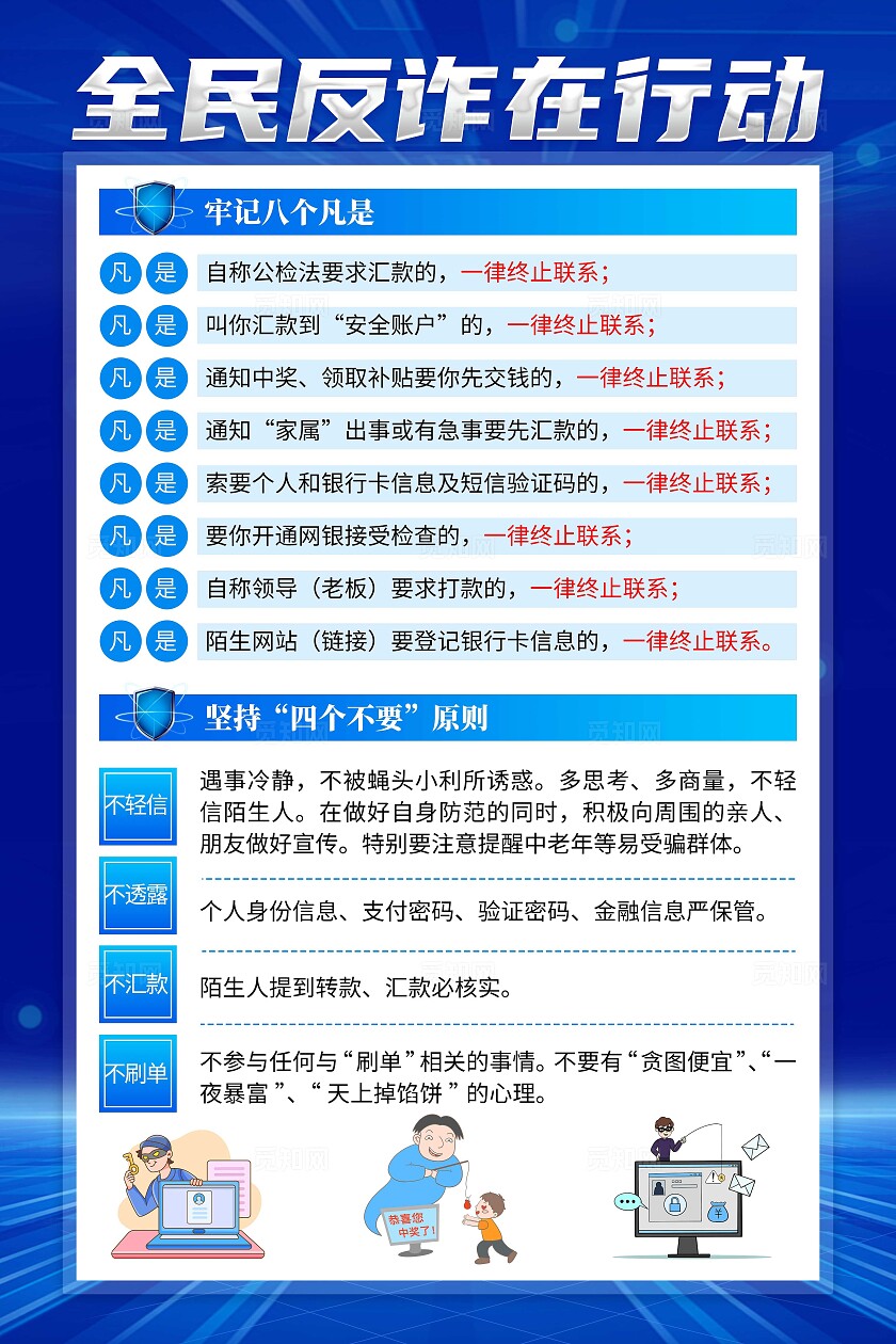 2025年蓝色全民反诈在行动宣传套图全民反诈集中宣传月