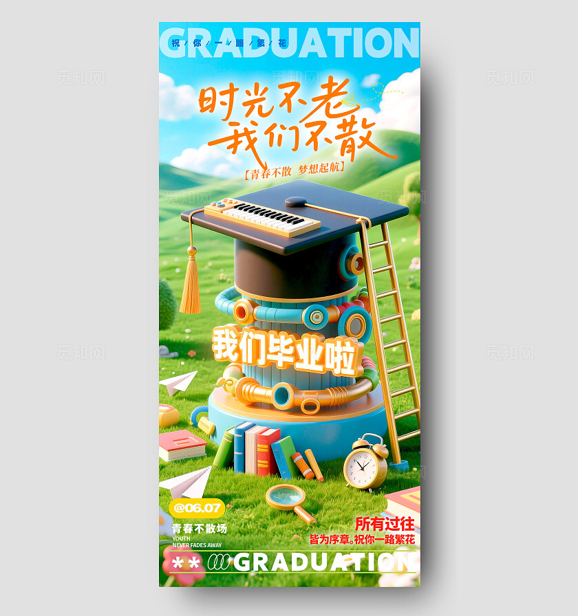 绿色3D风格毕业季毕业季宣传海报毕业季海报毕业海报毕业