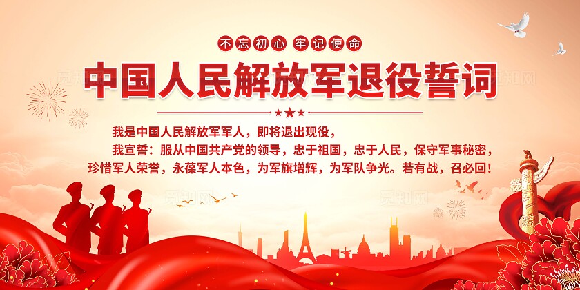 军人退役誓词展板