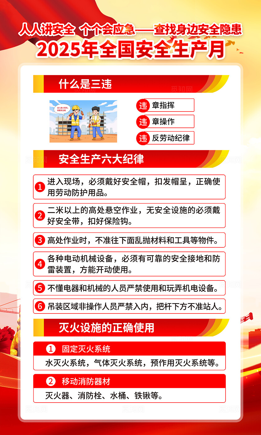 2025年全国安全生产月红色简约安全生产月海报2025全国安全生产月
