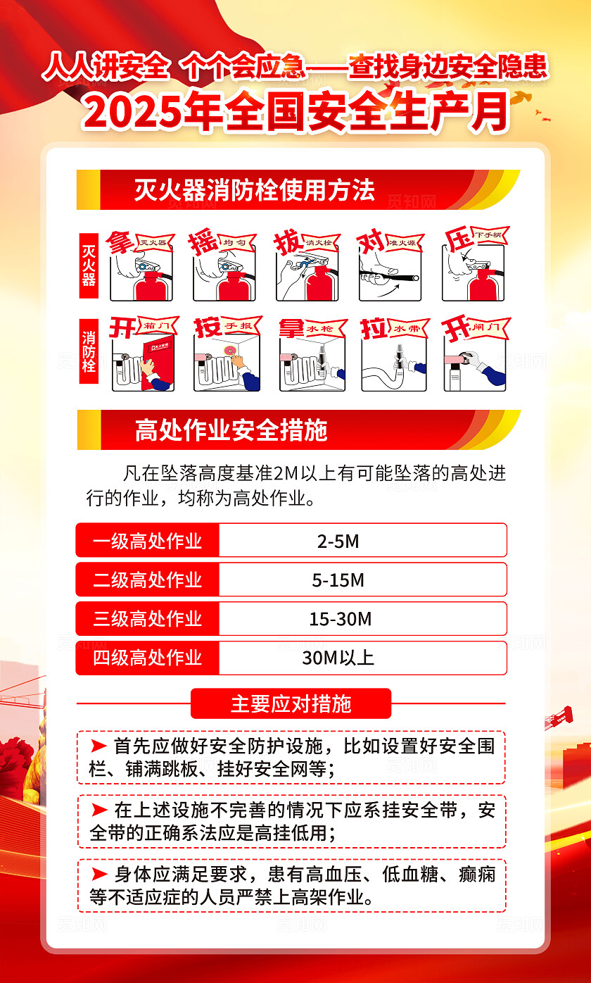 2025年全国安全生产月红色简约安全生产月海报2025全国安全生产月