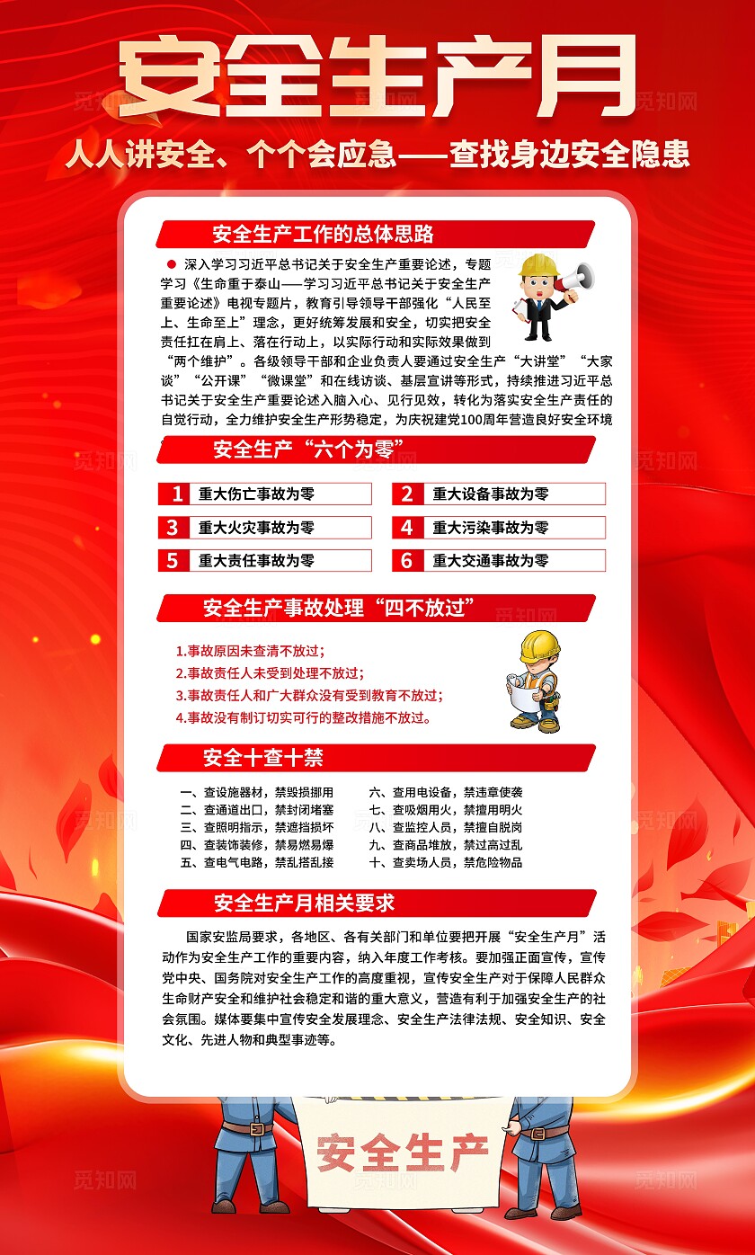 2025年全国安全生产月红色简约安全生产月海报2025全国安全生产月