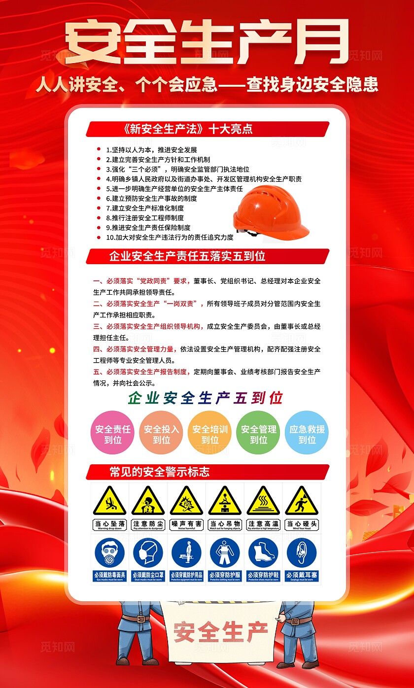 2025年全国安全生产月红色简约安全生产月海报2025全国安全生产月