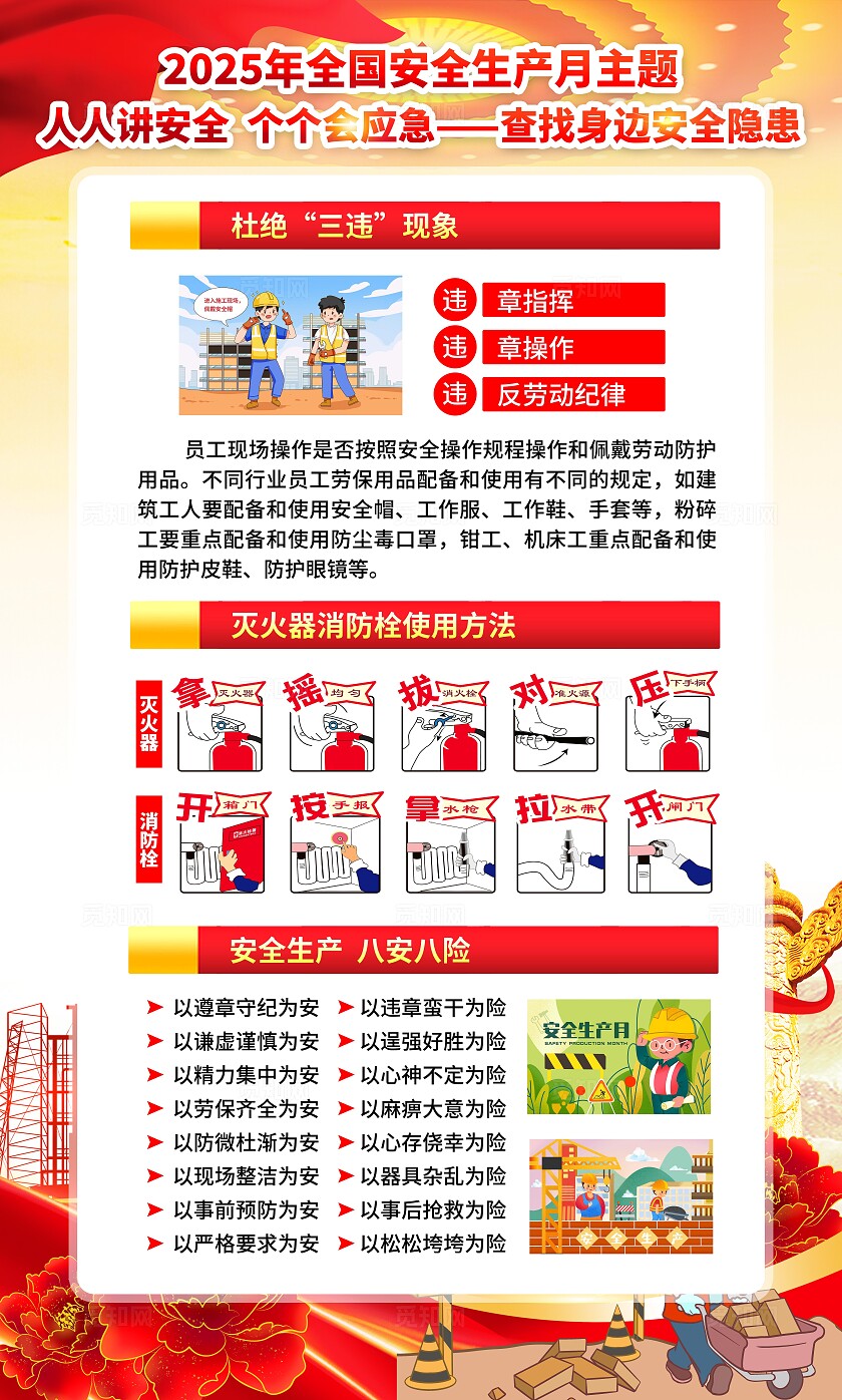 2025年全国安全生产月红色简约安全生产月海报2025全国安全生产月
