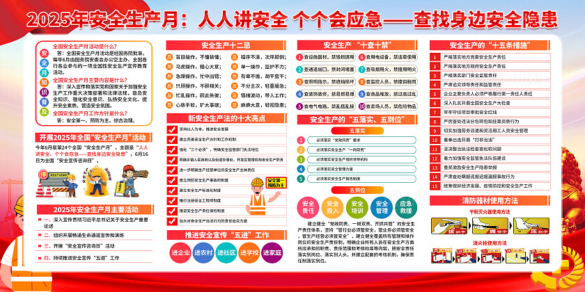 简单党建大气红黄色安全生产月宣传展板