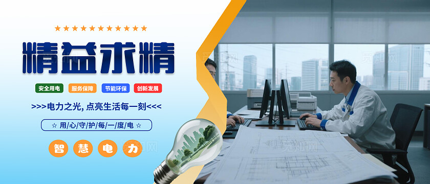 蓝色大气电力科技宣传海报电力电网设计图8横版套图