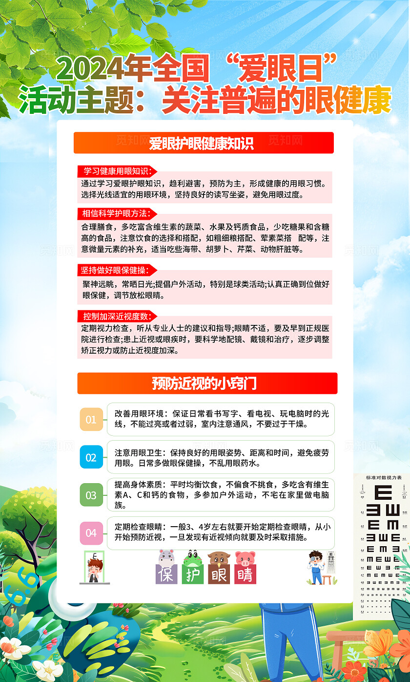 2025蓝色卡通全国爱眼日宣传套图