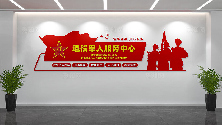 退役军人服务中心文化墙背景墙设计